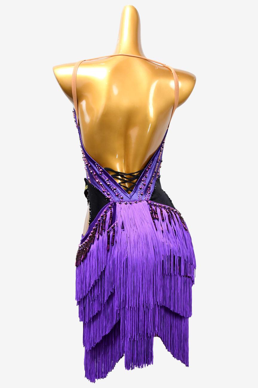 Permino pancy Latin dress with fringe, crystal AB and beading - PerminoDesign