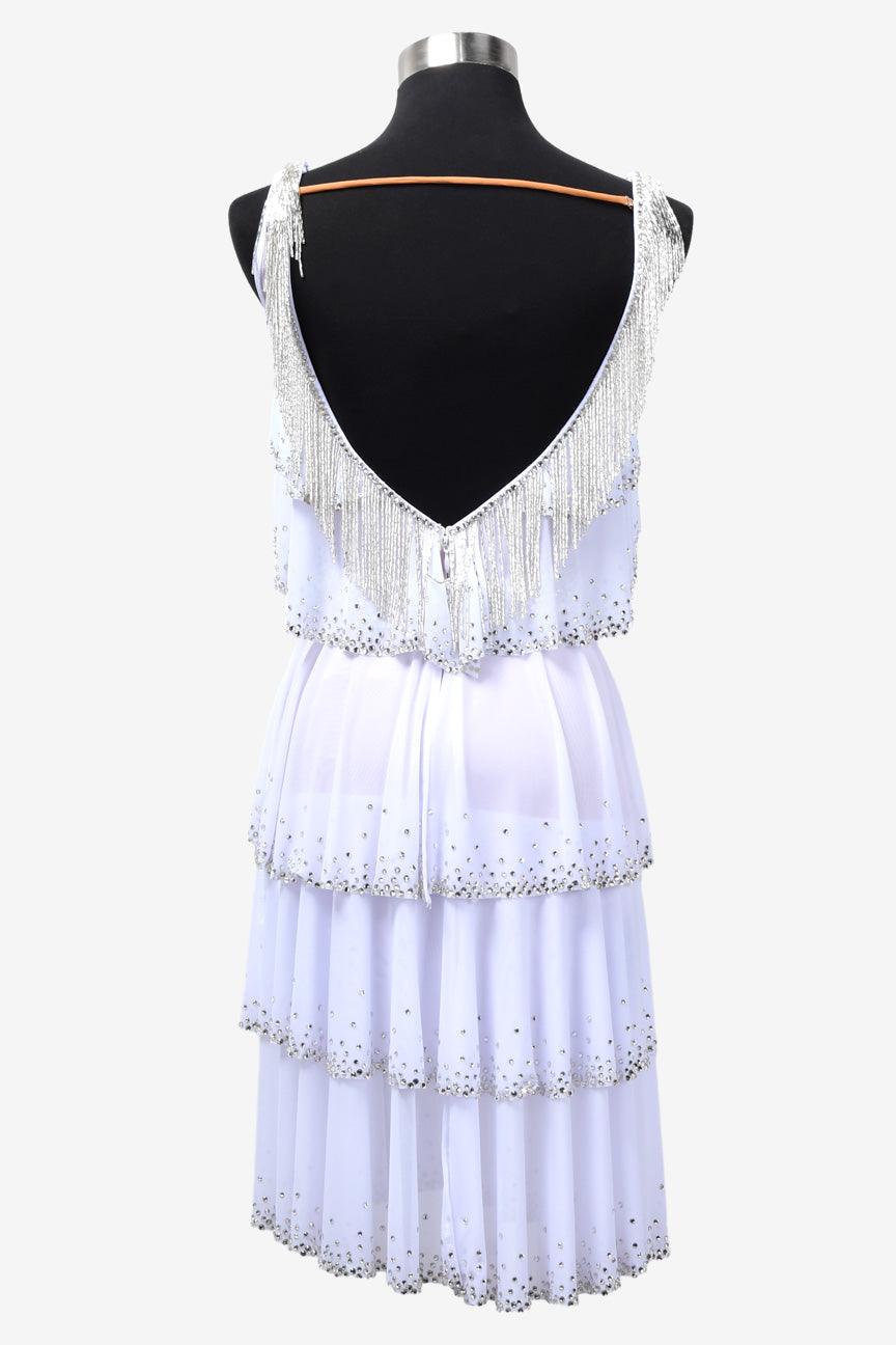 Permino white Latin dress with AB stone