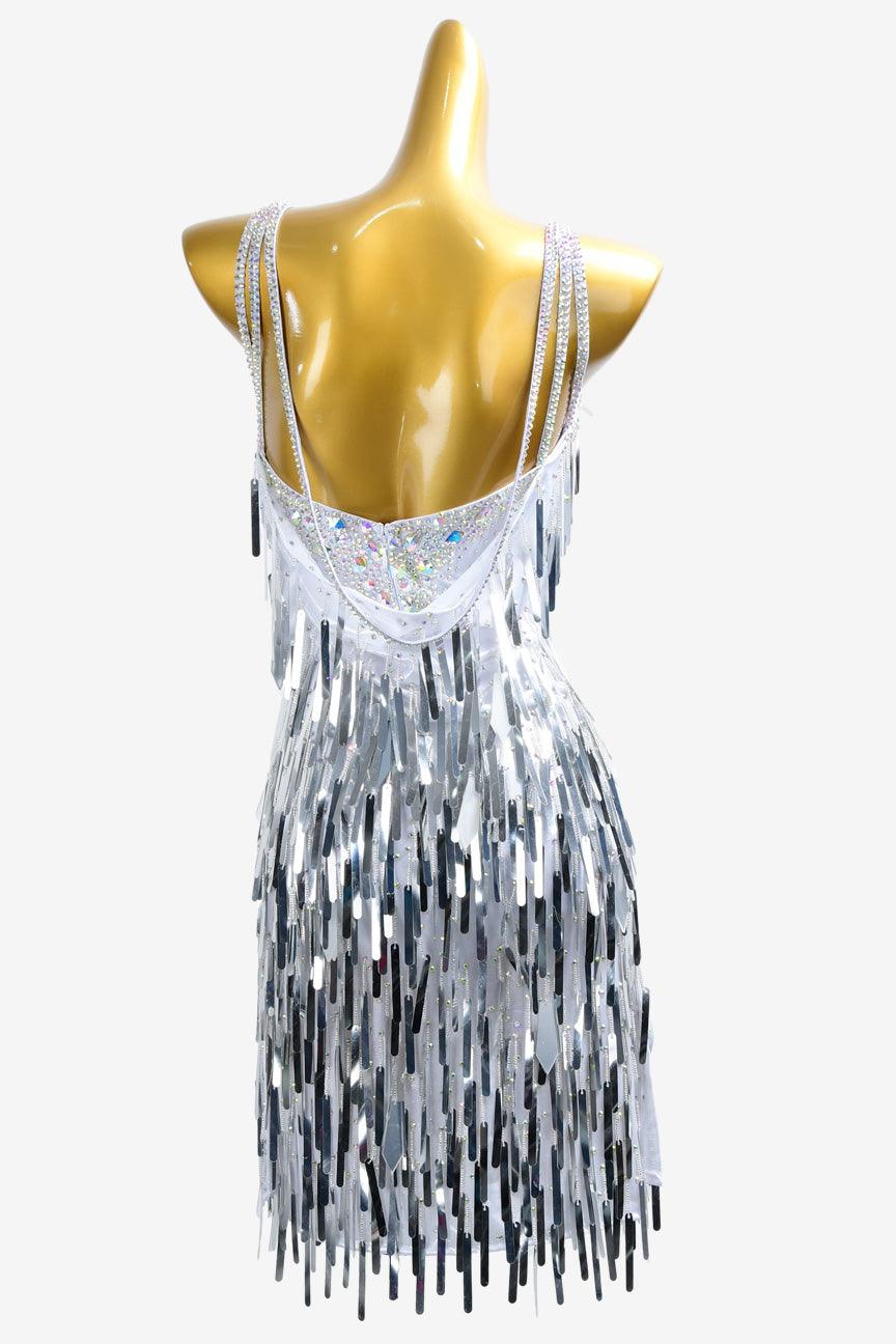 Permino cement ash Latin dress with sequins and crystal AB - PerminoDesign