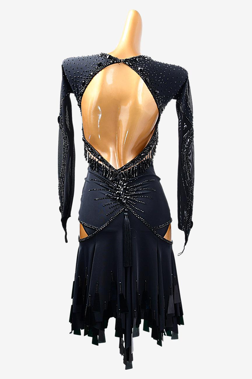 Permino black Latin dress with beading and rhinestone